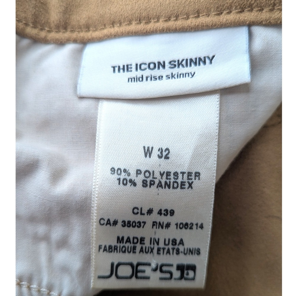 Joe's Jeans Faux Suede The Icon Skinny Mid Rise Womens Size 32 Camel Tan‎ Pants - Picture 6 of 10